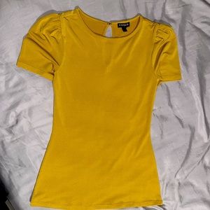 Express Fancy Mustard Yellow Fitted Top